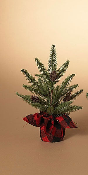 Pine Tree w/Red Plaid Wrap 12”