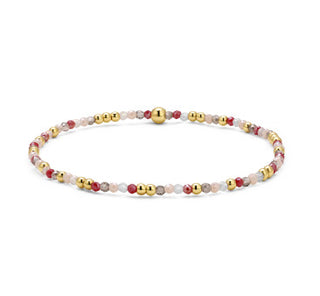 My Fun Colors Crystal Beaded Bracelet Cranberry Mix Gold