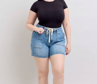 Judy Blue HW Vintage Wash Jogger Shorts 150308
