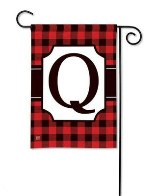 Red & Black Check Monogram Garden Flag