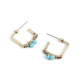 Whispers Gold Square Turquoise Beaded Earrings WN004580