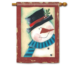Peeking Snowman Standard House Flag