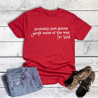 Rebel Rose Christmas Jingle Some I'm Tired Graphic Tee Red
