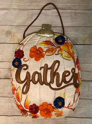 Gather Floral Pumpkin Door Decor