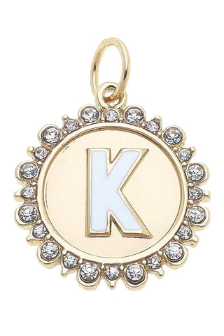 Canvas Style Charmed Rhinestone Letter Disc Charm