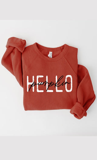 Kissed Apparel Retro Hello Pumpkin Sweatshirt Brick