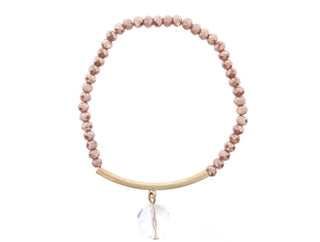 Jane Marie Saharah Brown Beaded Bracelet with Gold Bar and Crystal