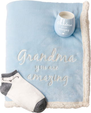 “Grandma” Royal Plush Sherpa Lined Blanket Gift Set