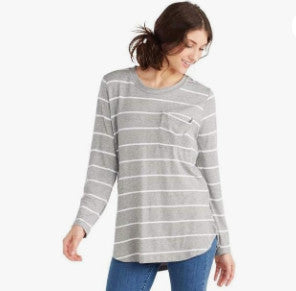 Mudpie Noah Jersey Top Gray/White Stripe