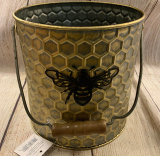 Metal Embossed Bee Bucket