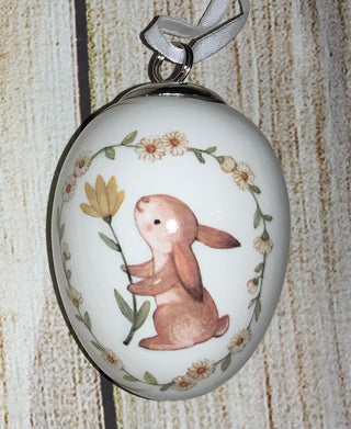 Dolomite Bunny Ornament Holding Flower Stem