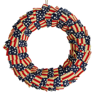 Tea Stained Americana Fabric Wreath