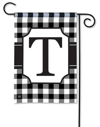 Black & White Check Monogram Garden Flag