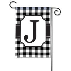 Black & White Check Monogram Garden Flag