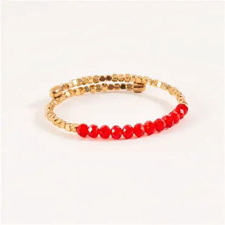 Howard's Crimson Beaded Memory Wire Bracelet Gold