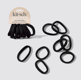 Kitsch Seamless Elastic Hair Ties 8pc Set Black