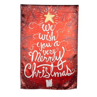 We Wish You A Merry Christmas Lustre Reversible House Flag