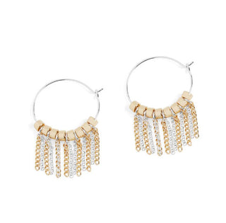 Whispers Chain Curtain Hoop Earrings Silver/Gold WN004636