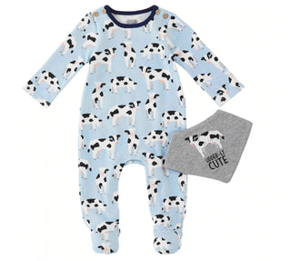 Mudpie Cow Sleeper & Bib Set
