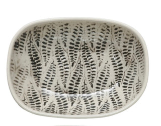 Hand Stamped Stoneware Dish w/Pattern