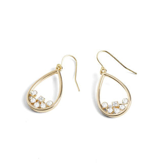 Whispers Scattered Stone Teardrop Earrings Gold WN004620