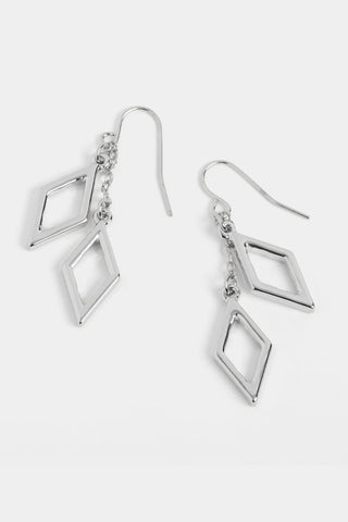 Whispers Double Diamond Chain Drop Earrings Silver WN004787