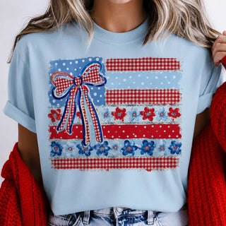 Top Notch 4th of July Americana Bow Shirt