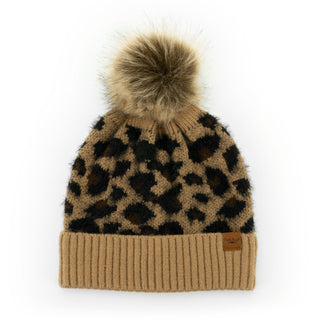 Britt's Knit Snow Leopard Pom Beanie