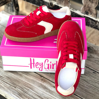 Corkys Spoiler Alert Lace Up Sneakers Red Faux Suede