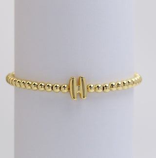 Josslyn Gold Initial Monogram Bubble Beaded Bracelet H